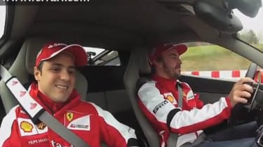 Video: Fernando Alonso and Felipe Massa drive Ferrari 458