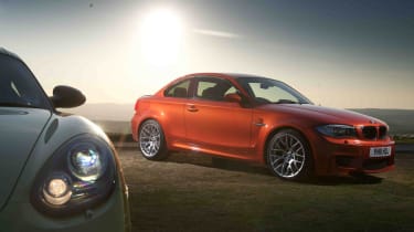 BMW 1-series M Coupe v Porsche Cayman R video review