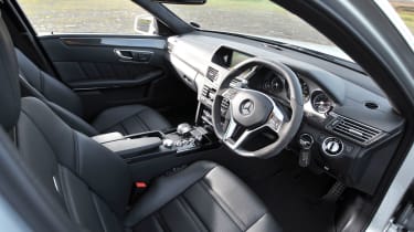 Mercedes E63 AMG interior with black leather seats