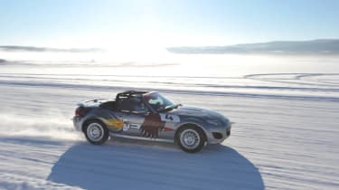 evo goes Mazda MX-5 ice racing