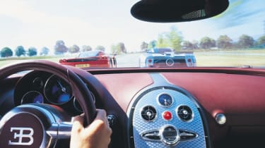 Cockpit view of the Bugatti Veyron on a French autoroute