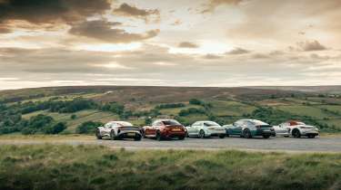 BMW M2 v Porsche Boxster GTS v Lotus Emira v Alpine A110 v Ford Mustang