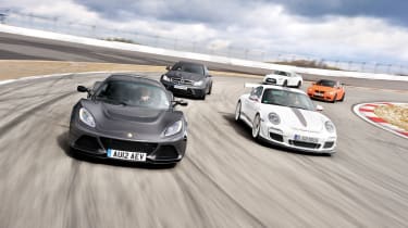 Lotus Exige S vs C63 Black, M3 GTS, 911 GT3 RS 4.0 and Nissan GT-R Track Pack