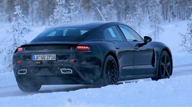 Porsche Mission E – winter testing – rear quarter