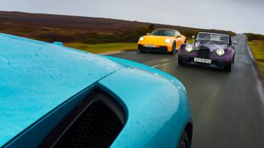 Morgan v Maserati v Porsche