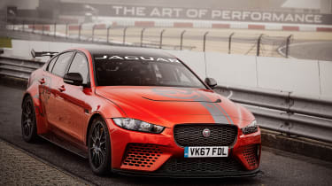 Jaguar XE SV Project 8 at the Nurburgring – front quarter