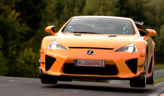 Lexus LFA Nurburgring Edition jumping at the Nurburgring