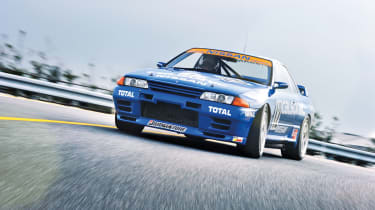 Nissan Skyline GT-R Calsonic front cornering on track
