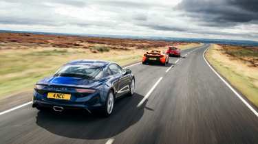 Alpine A110 McLaren 650S Spider and Renault Mégane RS