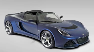 Lotus Exige S Roadster blue roof open