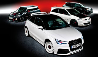 Audi A1 Quattro vs Mini JCW GP, Ford Focus RS500 and Renault Megane R26.R: