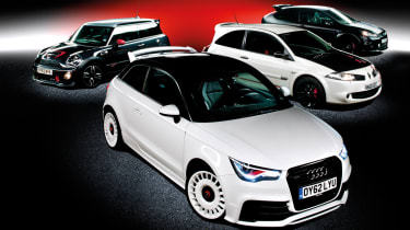 Audi A1 Quattro vs Mini JCW GP, Ford Focus RS500 and Renault Megane R26.R: