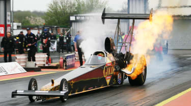 Dragster in flames