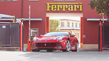 Ferrari F12 Berlinetta outside Ferrari factory gates