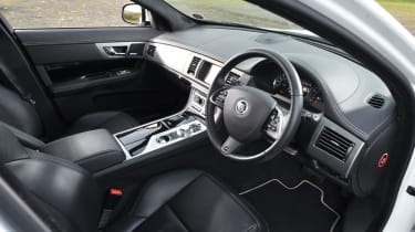 Jaguar XFR interior with black leather seats