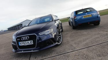 Audi RS6 v Vauxhall VXR8 Clubsport Tourer track video