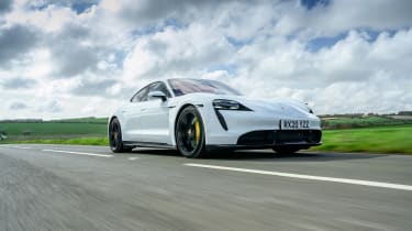 Porsche Taycan 2021 review - Turbo S tracking front