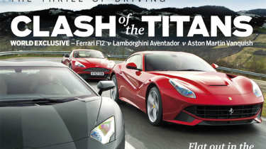 evo Magazine: May 2013 Ferrari F12 v Lamborghini Aventador v Aston Martin Vanquish