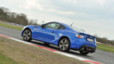 Blue Subaru BRZ coupe on track at Bedford