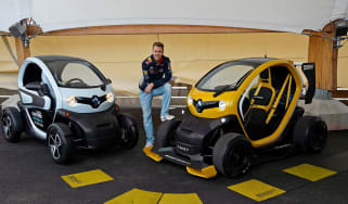 Champion Sebastian Vettel drives Renault Twizy F1
