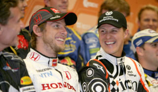 Jenson Button and Michael Schumacher