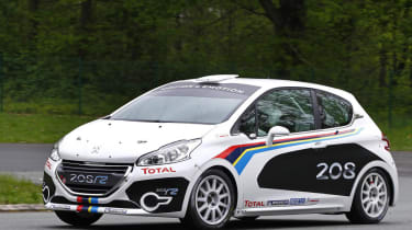 Peugeot 208 R2 rally car cornering