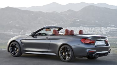 BMW M4 Convertible grey roof down open