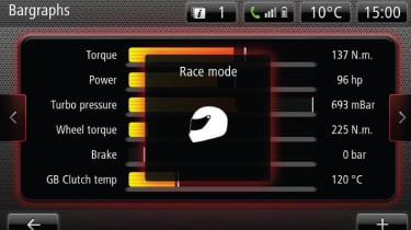 Renaultsport Clio 200 Turbo digital RS mode screen