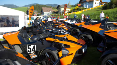 KTM X-Bows lined up for Rechberg hill climb