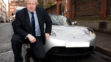 Tesla Roadster Revolve Rally Boris Johnson