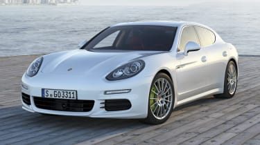 New Porsche Panamera S E-Hybrid white front view