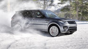 New Range Rover Sport snow slide sideways drift