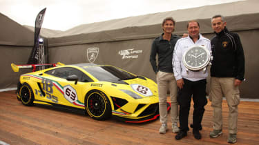 Stephan Winkelmann with the 2013 Lamborghini Gallardo LP570-4 Super Trofeo