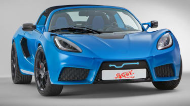 Detroit Electric sports car Lotus Elise blue front