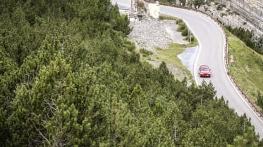Alfa Romeo Stelvio (front) on the Stelvio Pass