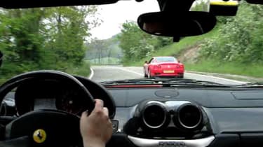View from the back of Richard Meaden's Ferrari