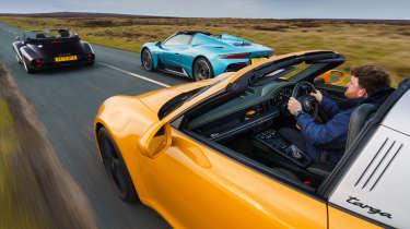 Morgan v Maserati v Porsche