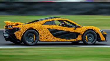 Lego McLaren P1 driving at Silverstone