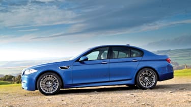 BMW M5 blue side profile