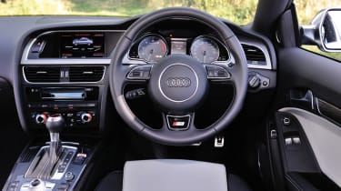 Audi S5 interior dashboard flat-bottom steering wheel