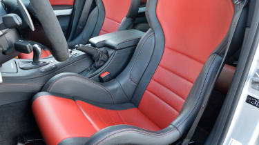 BMW M3 CRT saloon red leather front seats