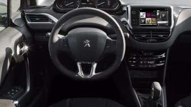 New Peugeot 208 hatchback dashboard small steering wheel